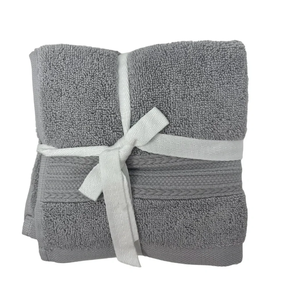 Brooks Brothers Midgrey Mid grey gray set of 4 Premium wash cloths NWT